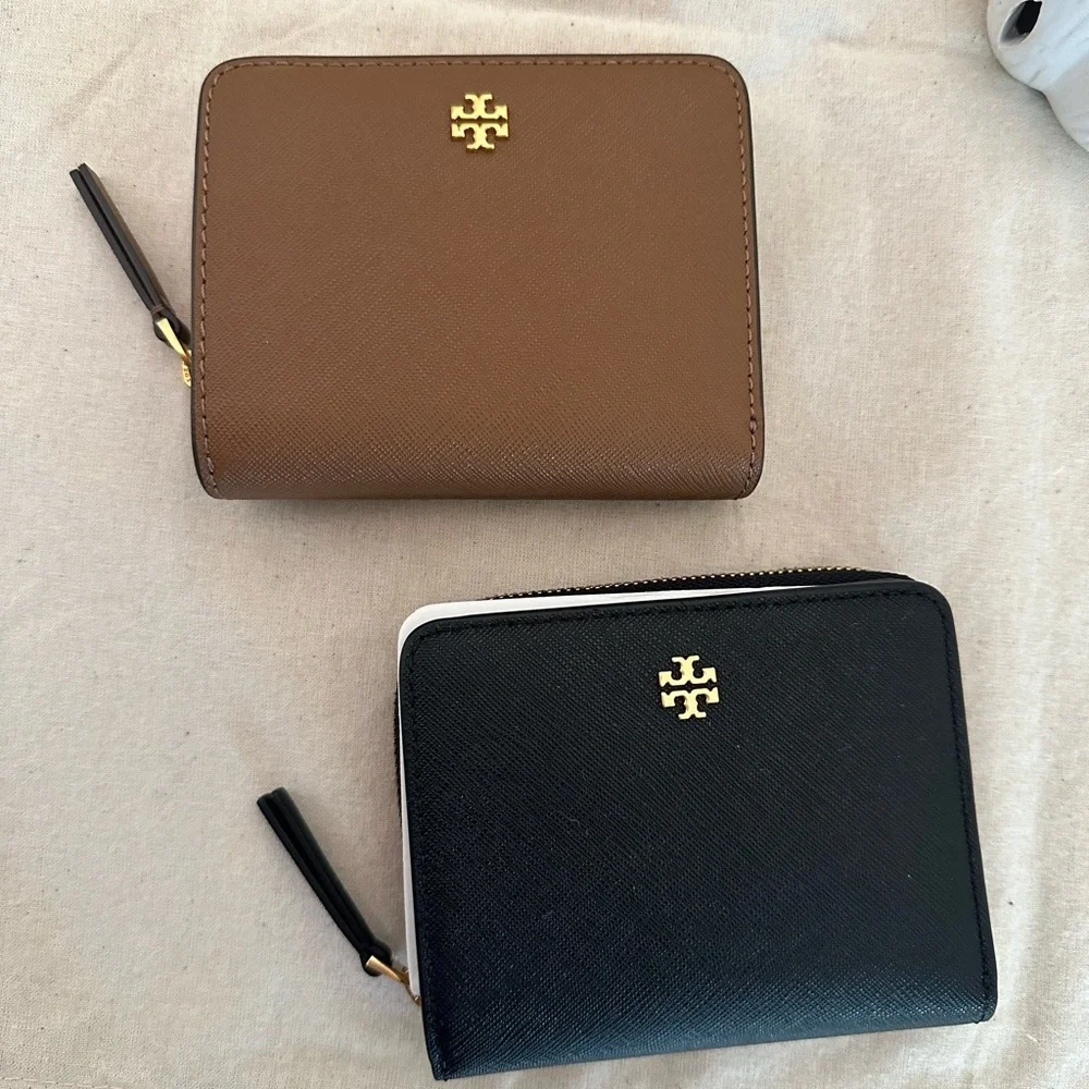 New Tory Burch Emerson leather zip around wallet